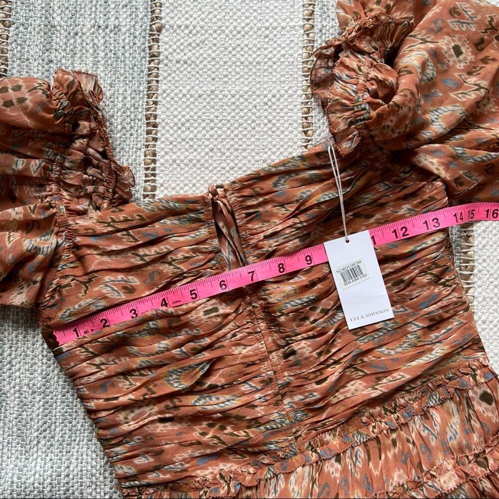 Ulla Johnson Rabia Horizon Brown Printed Silk Blend Maxi Gown Dress Women’s 2 - Picture 8 of 15